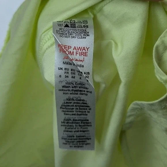 Nasty Gal Dress Girls Size 2 Lime Green Cotton Sun Dress Ruffle Open Back - Picture 5 of 7